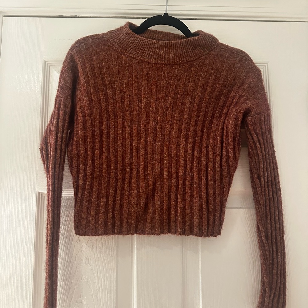 Madewell Rust Ribbed Crew Neck Sweater